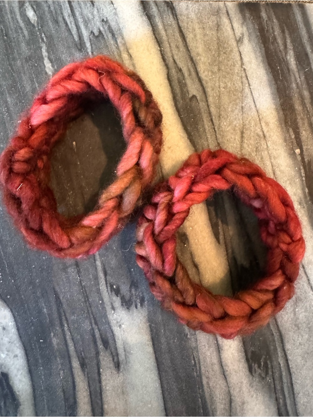 Handcrafted Red Braided Bracelets or Hair Ties - Set of 2